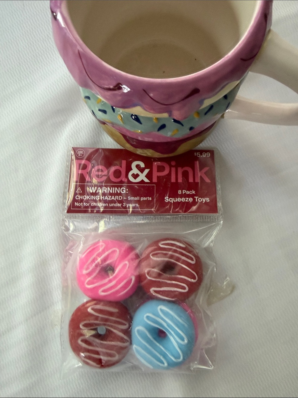 Donut Colorful Drip-Glazed Ceramic Mug - Pink, Yellow, Blue - Picture 5 of 6